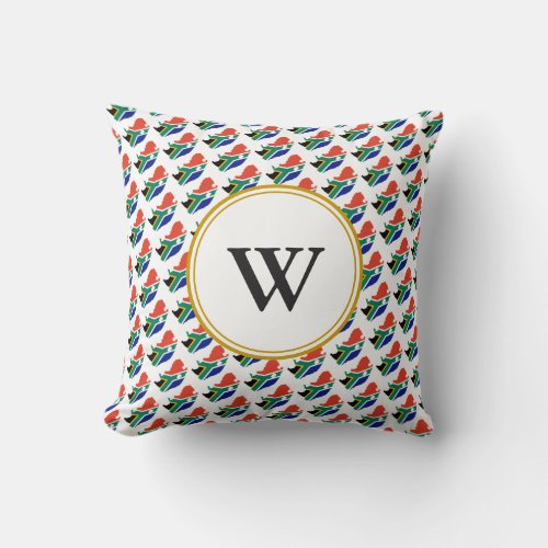 Stylish SOUTH AFRICA Blessed Nation Monogram Throw Pillow