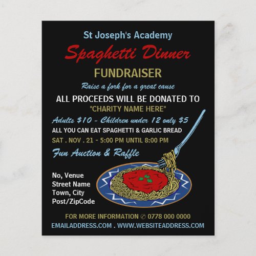 Stylish Spaghetti Dinner Fundraiser Event Flyer