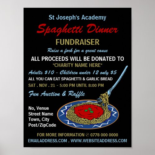 Stylish Spaghetti Dinner Fundraiser Event Poster