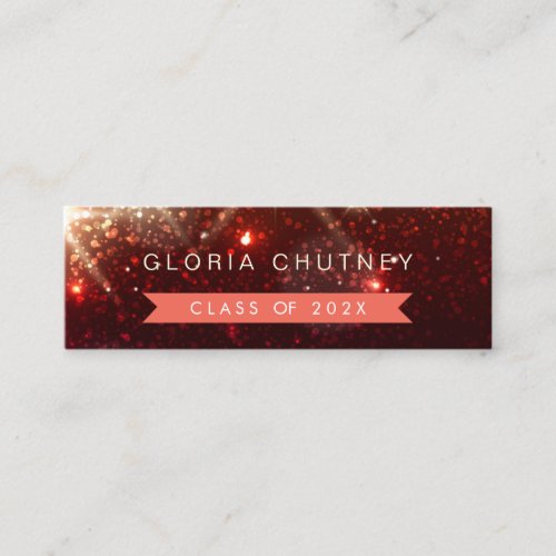 Stylish Sparkles Student Graduation Name Card Double-Sided Mini Business Cards (Pack Of 20)