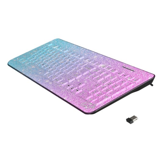 Stylish Sparkly Glitter PC + Mac Wireless Keyboard (Angled)