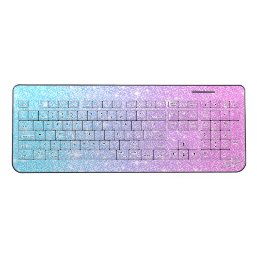 Stylish Sparkly Glitter PC + Mac Wireless Keyboard (Front)