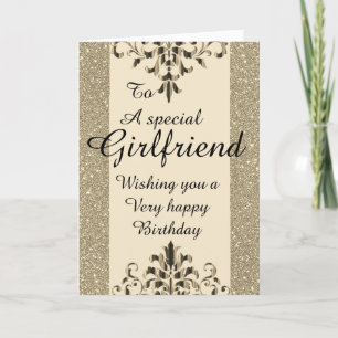 Stylish special girlfriend Birthday card