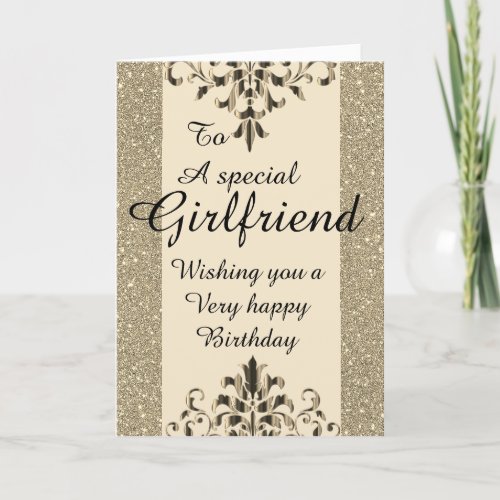 Stylish special girlfriend  Birthday card