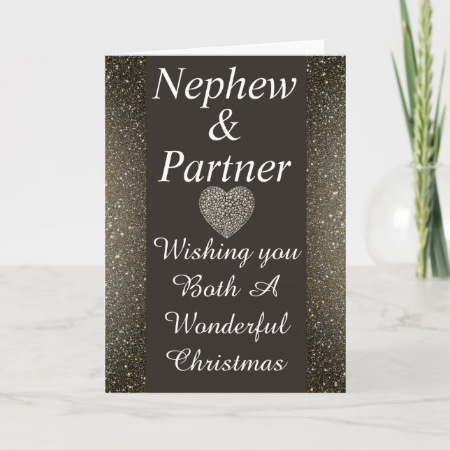 Stylish special nephew & partner Christmas card (Front)