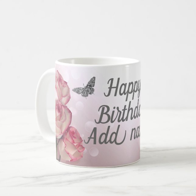 Stylish special personalized happy birthday mug (Front Left)