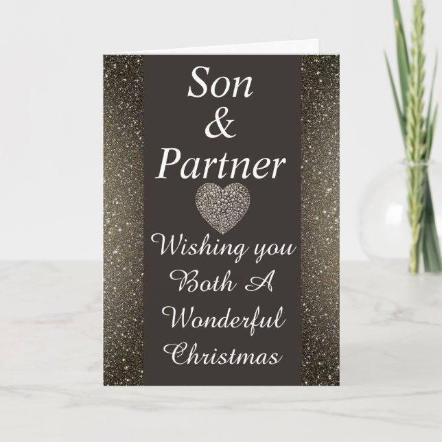 Stylish special son & partner Christmas card (Front)