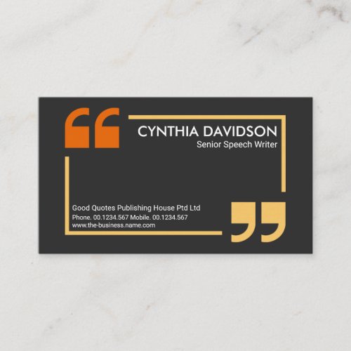 Stylish Speech Box Quotation Mark Speech Writer Business Card