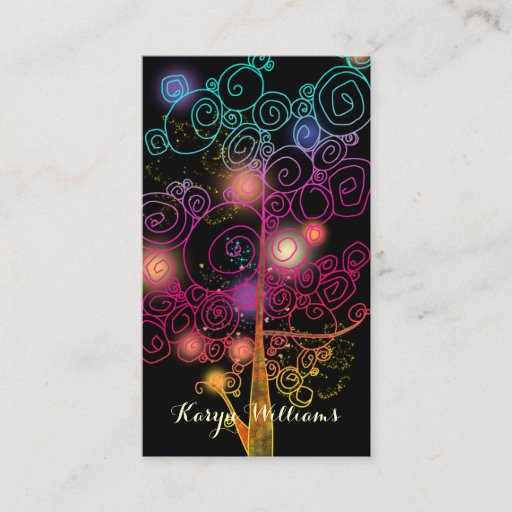 Customizable Stylish Spiral Trees Massage Therapy Business Card
