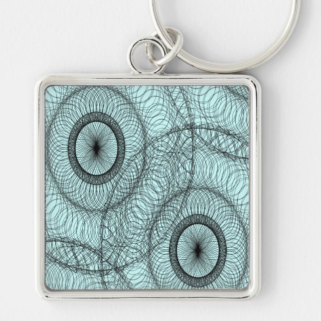 Stylish Spirograph Swirly Zen Doodle Pattern Keychain (Front)