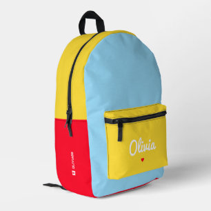 Stylish Sporty Red Yellow Blue Color Block  Printed Backpack