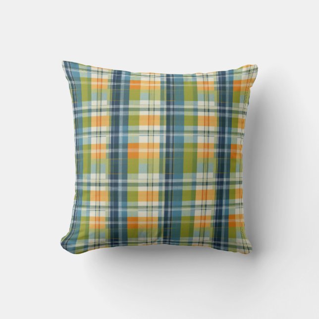 Stylish Spring Colors Check Pattern Tartan Plaid Throw Pillow (Front)