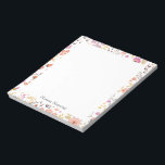 Stylish Spring Floral Pattern Personalized Name Notepad<br><div class="desc">A pretty modern botanical pattern of a variety of cute flowers in lovely shades of purple,  orange,  and yellow,  personalized with your name. Contact me with any questions or requests.</div>