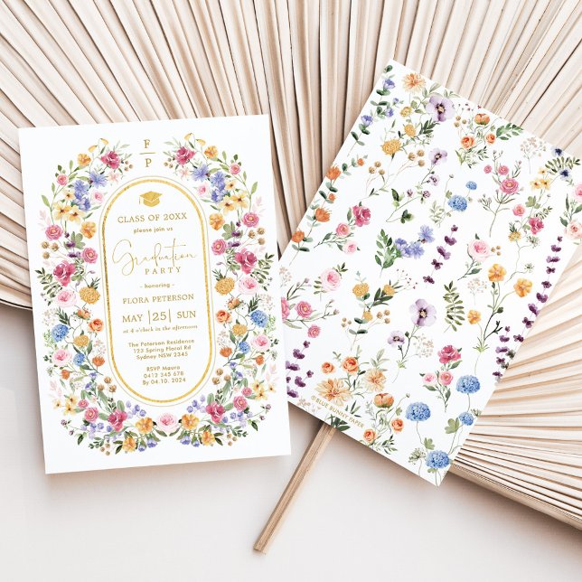 Stylish Spring Wildflower Meadow Garden Graduation Invitation (Creator Uploaded)