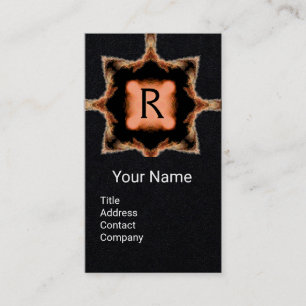 STYLISH SQUARE MONOGRAM Pink Brown Black Paper Business Card