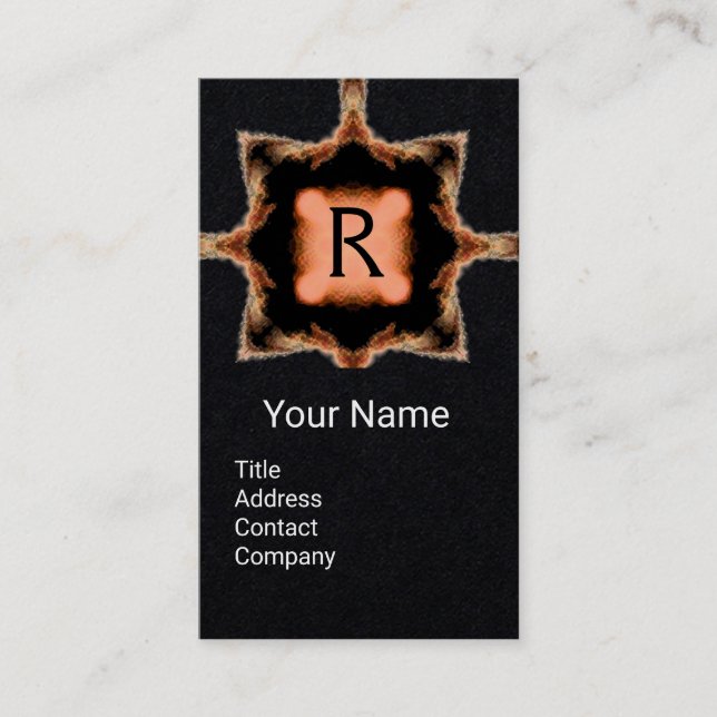 STYLISH SQUARE MONOGRAM Pink Brown Black Paper Business Card (Front)
