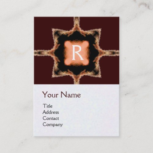 STYLISH SQUARE MONOGRAM red brown white Business Card