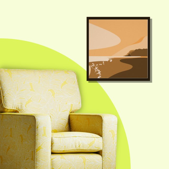 Stylish Square Orange Digital Sunset Seascape Poster (Creator Uploaded)