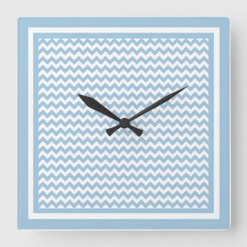 Stylish Square Wall Clock Blue and White Chevrons Square Wall Clock