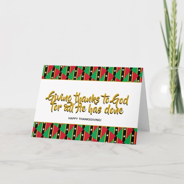 Stylish ST KITTS NEVIS Giving Thanks THANKSGIVING Holiday Card (Front)