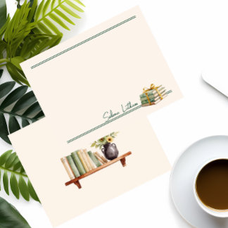 Stylish Stacked Books Multipurpose Flat   Note Card