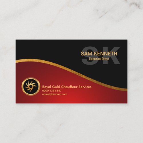 Stylish Stain Gold Wave Elegant Monogram Gold Logo Business Card