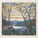Stylish Stained Glass Magnolias Irises Art Nouveau Scarf