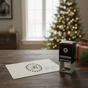 Stylish Star Monogram Self-Inking Address Stamp