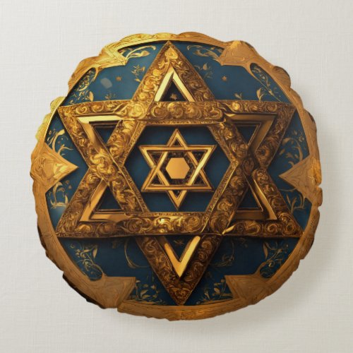 Stylish Star of David Round Pillow 