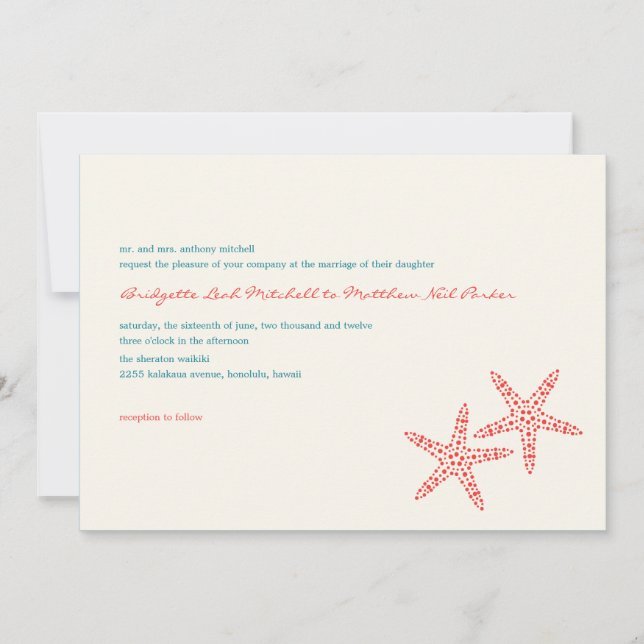Stylish Starfish Wedding Invitations (Front)