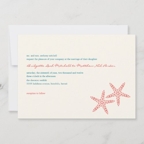 Stylish Starfish Wedding Invitations