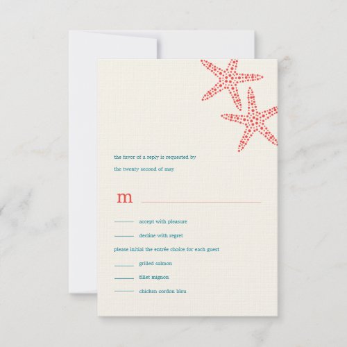 Stylish Starfish Wedding RSVP/Response Cards