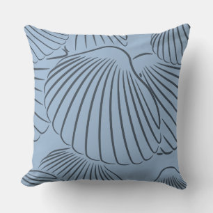 Stylish Steel-Blue Seashell Pattern Throw Pillow