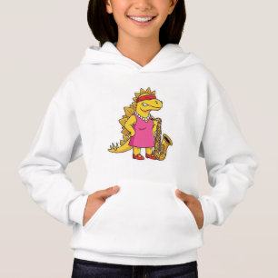 Stylish Stegosaurus Saxophone Jazz Musician Girl Hoodie