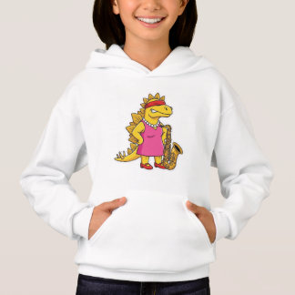 Stylish Stegosaurus Saxophone Jazz Musician Girl Hoodie
