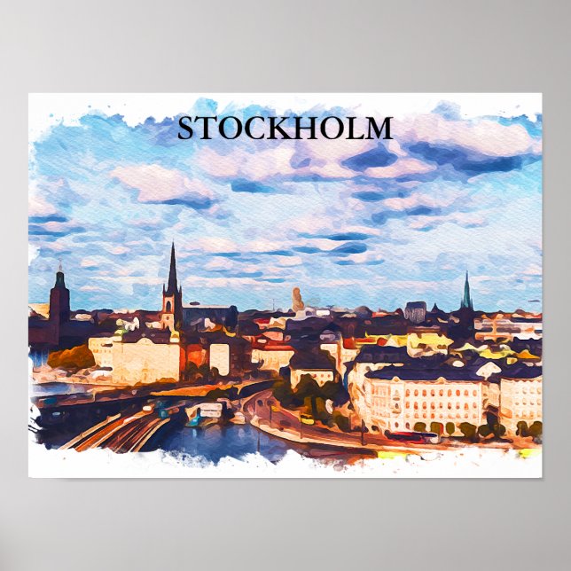 Stylish Stockholm Sweden Panorama City View Poster (Front)