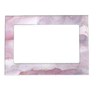 Stylish stone marble effect pink gold magnetic frame