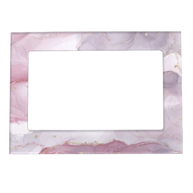 Stylish stone marble effect pink gold magnetic frame (Front)