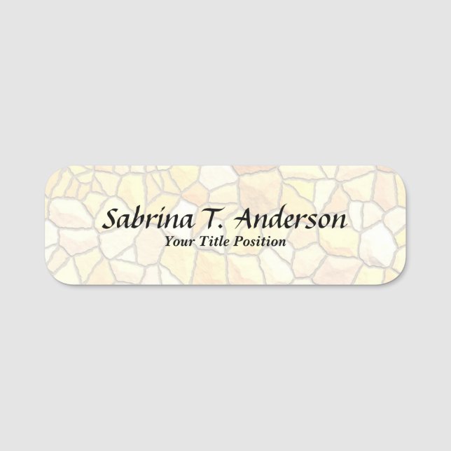 Stylish Stone Wall Elegant Script Modern Name Tag (Front)