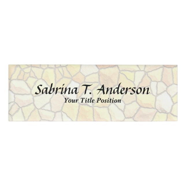 Stylish Stone Wall Elegant Script Modern Name Tag (Front)