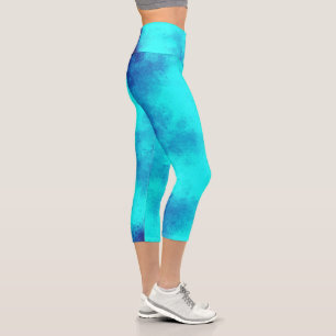 Stylish Storm cloud effect Blue Capri Leggings