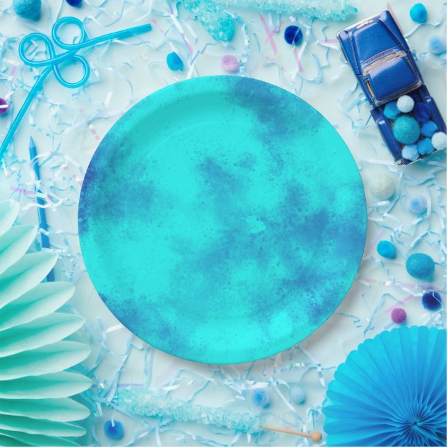 Stylish Storm cloud effect Blue  Paper Plates (Party)