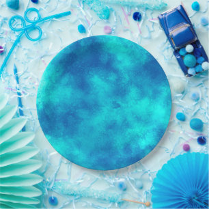 Stylish Storm cloud effect Blue Paper Plates