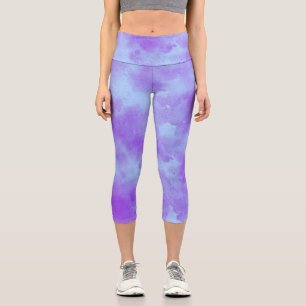 Stylish Storm cloud effect  Blue Purple Capri Leggings