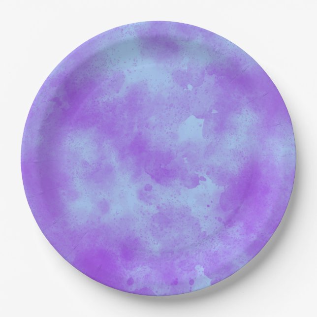 Stylish Storm cloud effect  Blue purple Paper Plates (Front)
