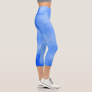 Stylish Storm cloud effect Frosty Blue Capri Leggings