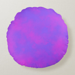 Stylish Storm cloud effect pattern pink blue  Round Pillow