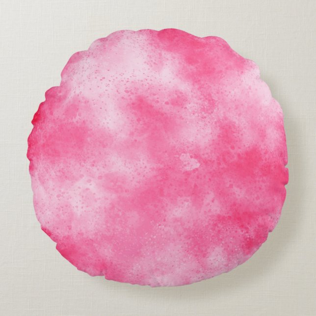 Stylish Storm cloud effect pattern pink white Round Pillow (Front)