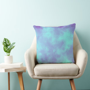 Stylish Storm cloud effect pattern purple blue  Throw Pillow