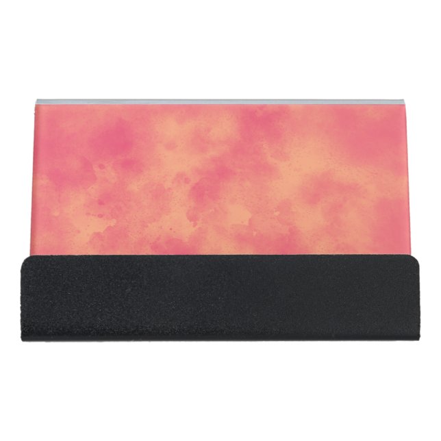 Stylish Storm cloud effect Peach  Desk Business Card Holder (Front)